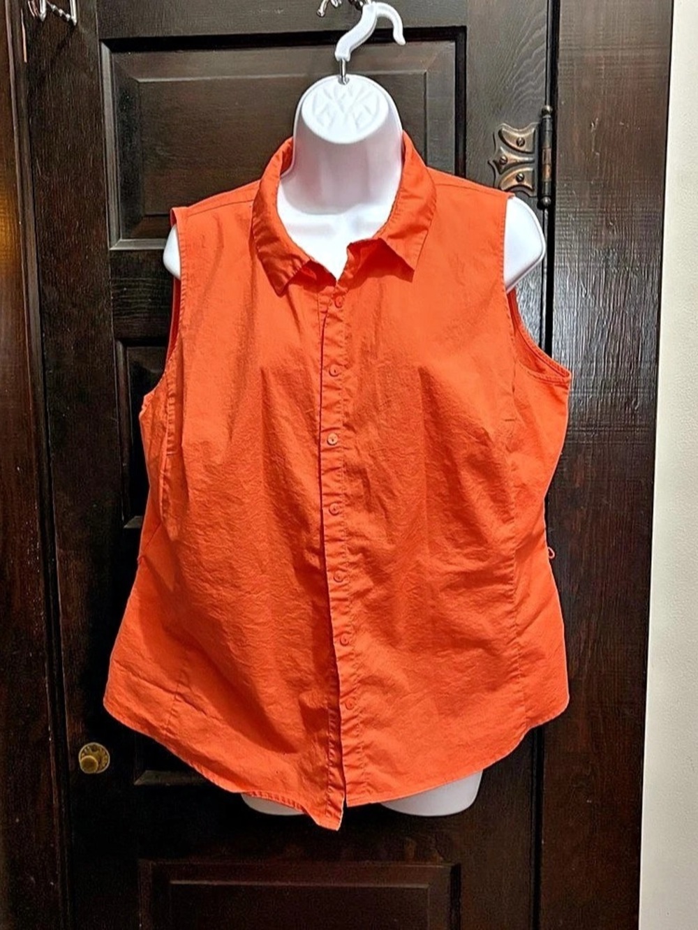 (214) Worthington Orange Button Down Sleeveless Top Size XL
